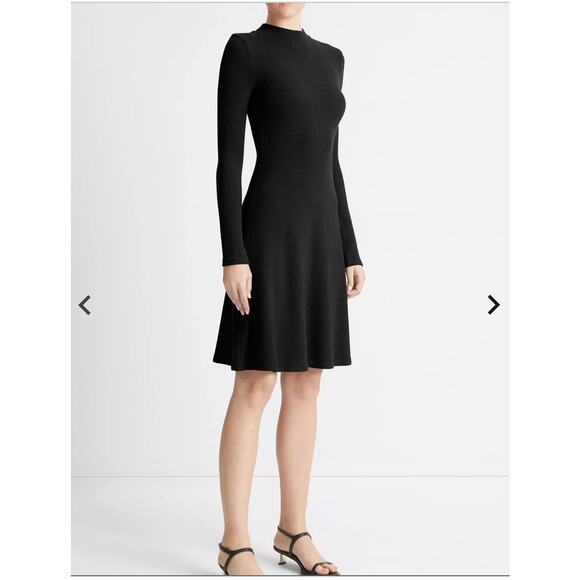 Vince Long Sleeve Mock Neck A Line Sweater Dress Black V878484146-001BLK XS NEW - Picture 6 of 9